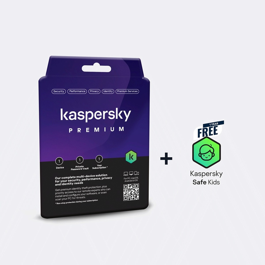 Kaspersky Premium : Complete Protection + Safe Kids 1 YEAR FREE-Digital