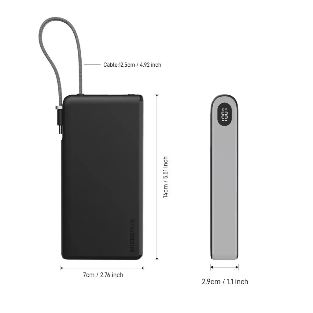 Micropack 20000mAh Built-in Cable Fast Charging Power Bank PB-C20