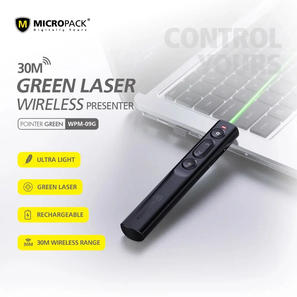 Micropack Green Laser Wireless Presentation Clicker WPM-09G