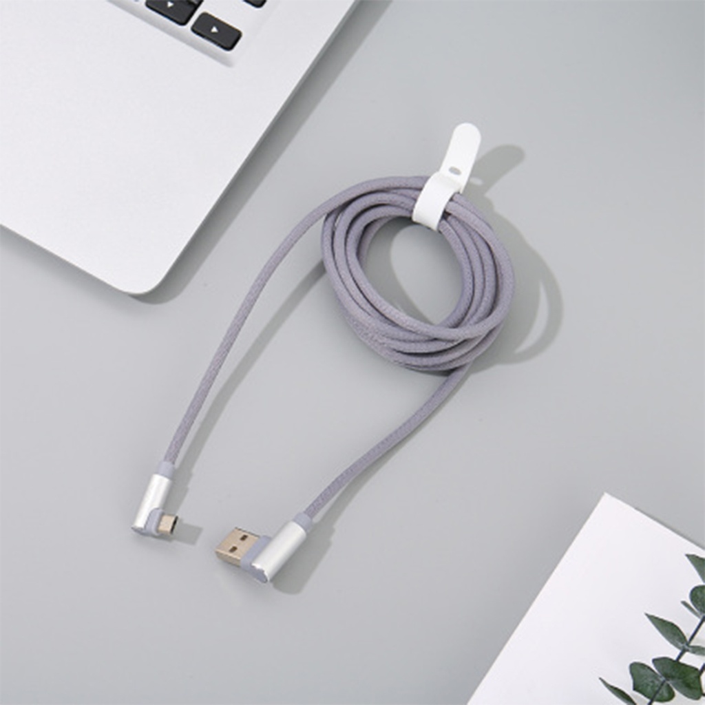2M Angled Connectors Braided Jacket Sync Charging Cable for Android(Grayish Blue)