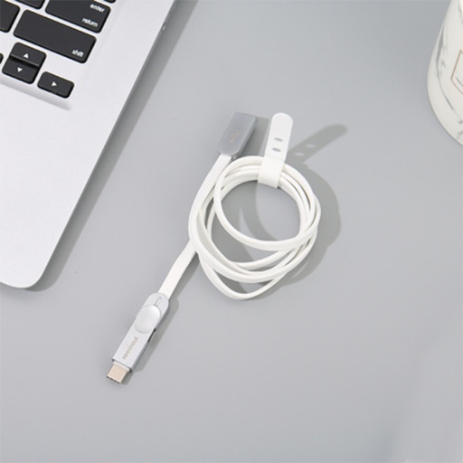 Zinc Alloy 2-in-1 Sync Charging Cable for Android&Type-C (White)