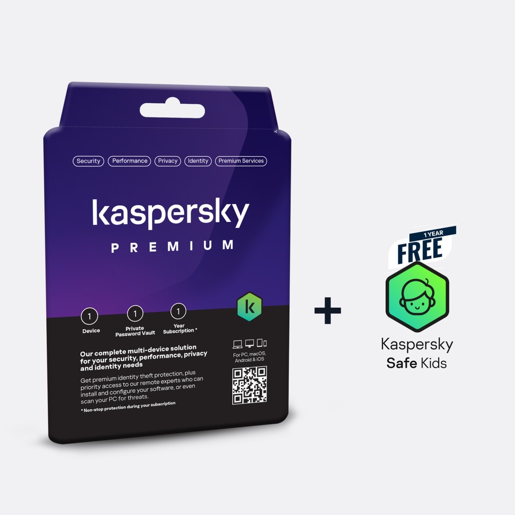Kaspersky Premium : Complete Protection + Safe Kids 1 YEAR FREE - Box