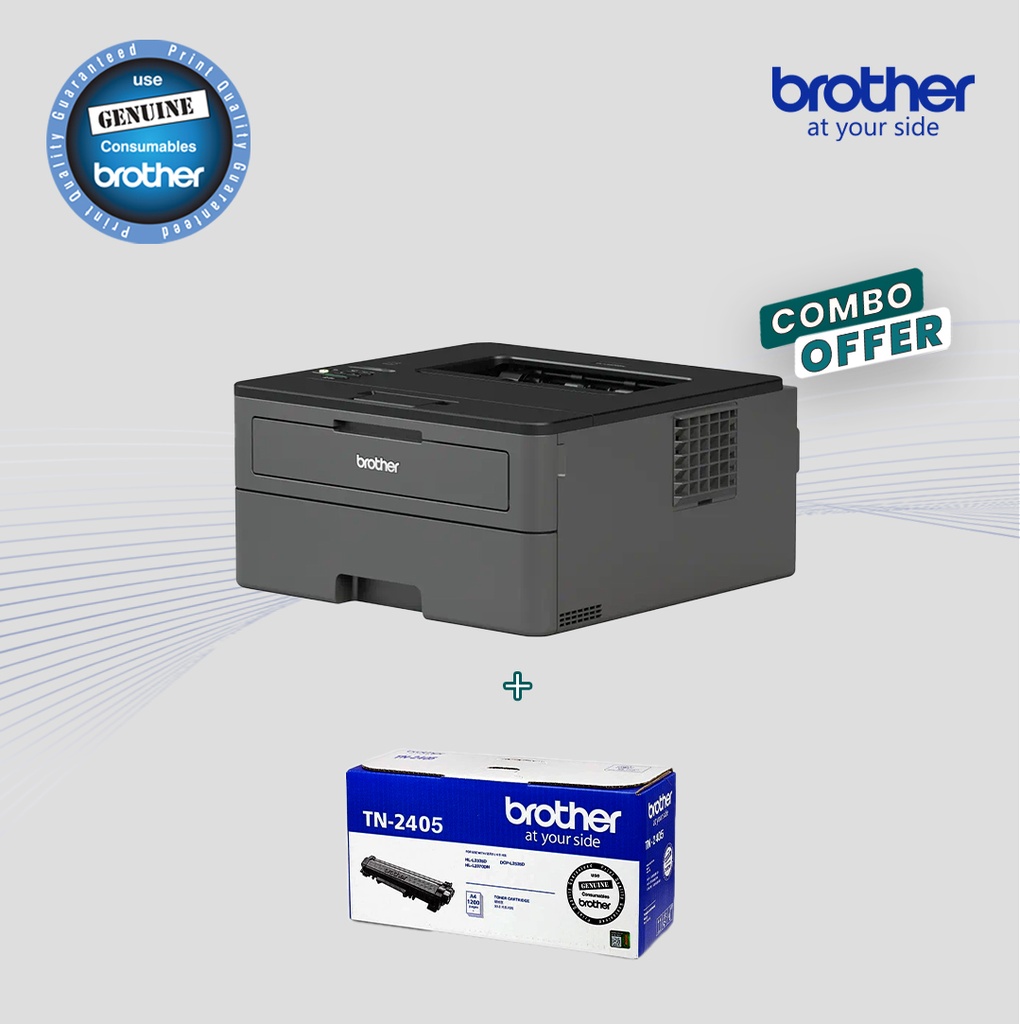 Combo - Brother HL-L2370DN A4 Mono Laser Printer + Genuine Brother TN-2405 Toner Cartridge