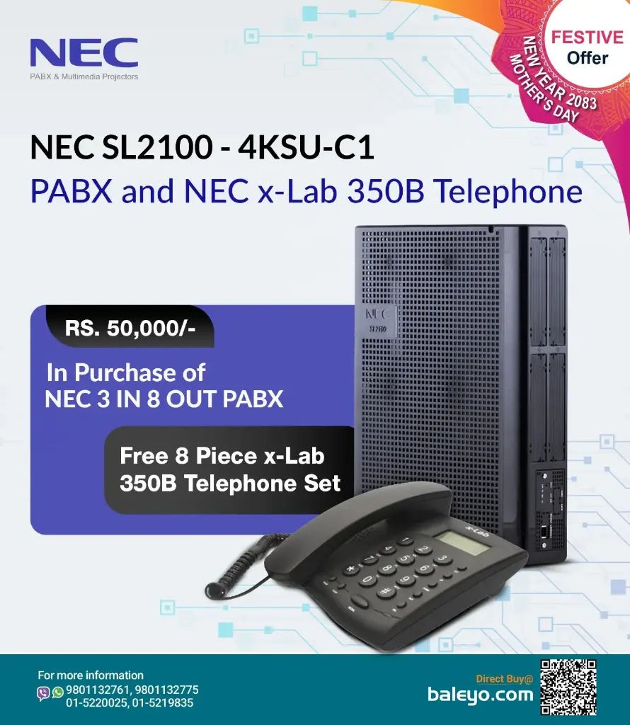 NEC SL2100 PABX 3-IN 8-OUT System + 8 units x-Lab 350B telephone set
