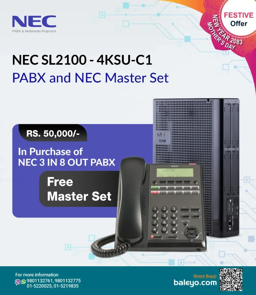 NEC SL2100 PABX 3-IN 8-OUT System + 12TXH Master Key Telephone set
