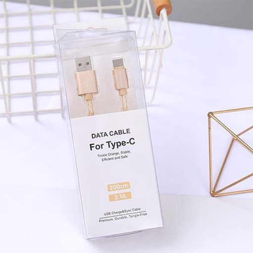[XVDPCD00302] Nylon Braided 2M Type-C Sync Charging Cable (Gold)
