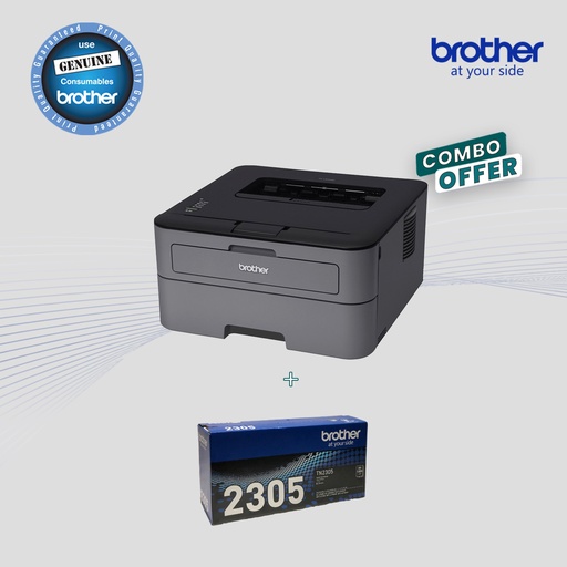 [HL-L2320D + TN-2305] Combo - Brother HL-L2320D Laser Printer + Genuine Brother TN-2305 Toner Cartridge