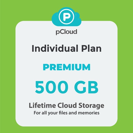 [pcloud500GB_Individual] pCloud 500GB - 1 User Lifetime Secure Cloud Storage - Premium Individual Plan (65% Off + 5% Discount)